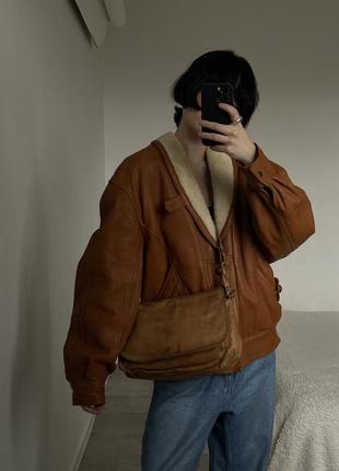 Шкіряна вінтажна коричнева сумочка через плече