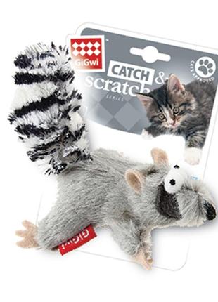 Игрушка для котов gigwi енот с кошачей мятой catch&scratch кошачья мята 8 см серый (75019)