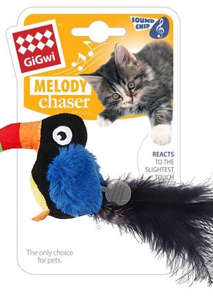 Іграшка для котів gigwi тукан зі звуковим чипом melody chaser 10 см чорний (75024)