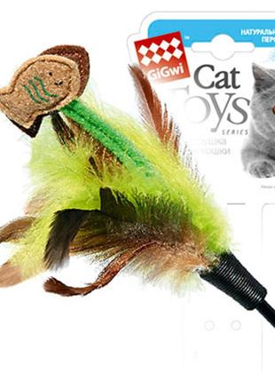 Іграшка для котів gigwi дражнилка з рибками на скі teaser 75 см зелений (75017)2 фото