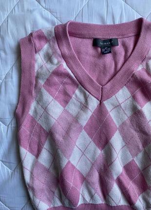 Жилетка трендова кофта топ шкільна ромб рожева