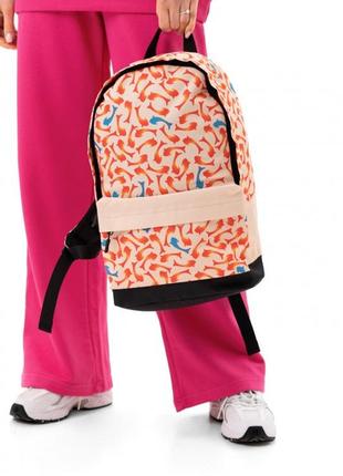 Рюкзак жіночий міський зі щільної тканини оксфорд рожевий чорний принт рибки кої