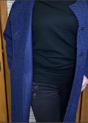 Синее демисезонное пальто италия4 фото