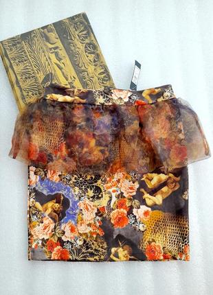 Супер оригинальная юбочка с шикарным принтом.нежная шелковая ткань