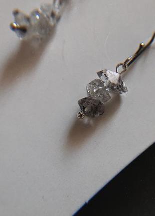 Серебряные серьги с херкимерскими бриллиантами5 фото