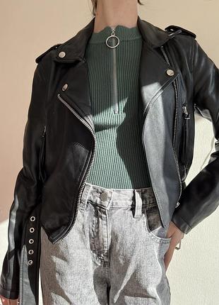 Косуха куртка кожанка pu кожа bershka xxs-s
