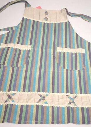 Бавовняний фартух із кишеньками смуга