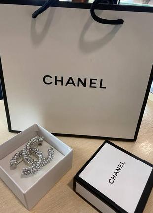 Брендова брошка шанель/chanel, срібляста