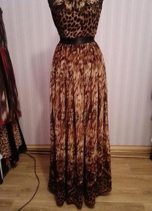 Элегантное длинное платье из тонкого шифона с леопардовым узором, р. s-m.5 фото