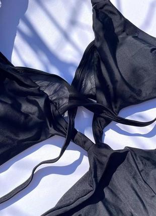 💕 сплошной купальник в черном цвете со вставками из сетки, материал бифлекс, есть поролоновые вставки8 фото
