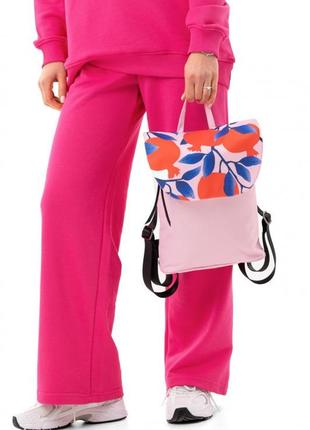 Рюкзак женский городской  маленький компактный розовый  с рисунком  розовый гранат1 фото