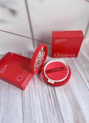 Тональний кушон з матовим фінішем missha velvet finish cushion spf50+ pa+++ 15 g😍1 фото