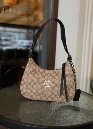 Сумка жіноча в стилі coach lori shoulder bag in signature canvas gold2 фото