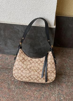 Сумка жіноча в стилі coach lori shoulder bag in signature canvas gold5 фото