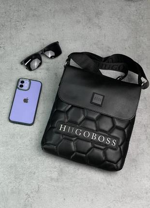 Месенджер шкіряний hugo boss чорні шестикутники