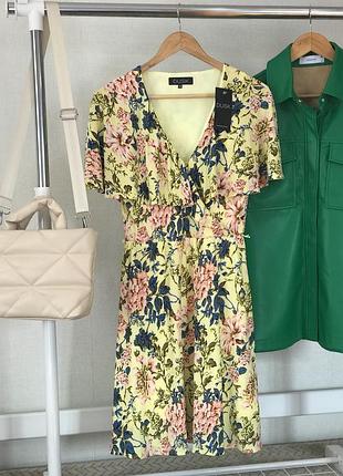 New! яскрава жовта плісирована сукня квітковий принт 💛🌿