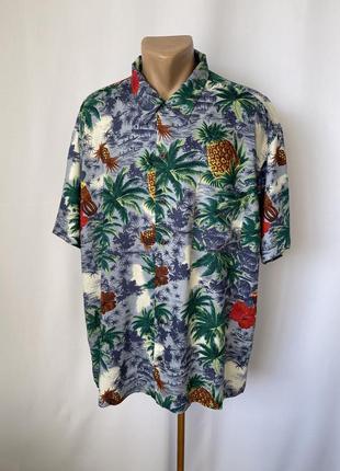 Гавайка рубашка тенниска ананасы пальмы вискоза гавайский принт