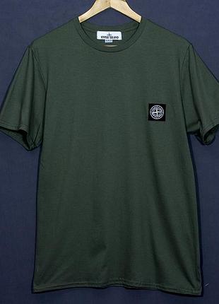 Мужская футболка stone island цвета хаки