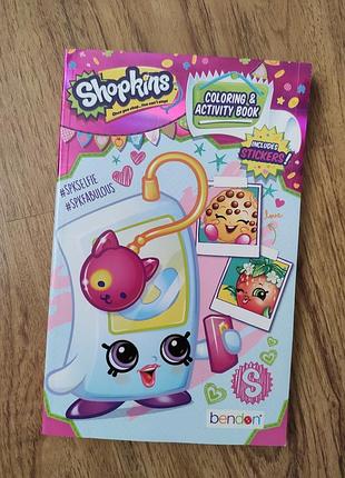 Детская раскраска на английском языке ausa shopkins шоприкс с наклейками