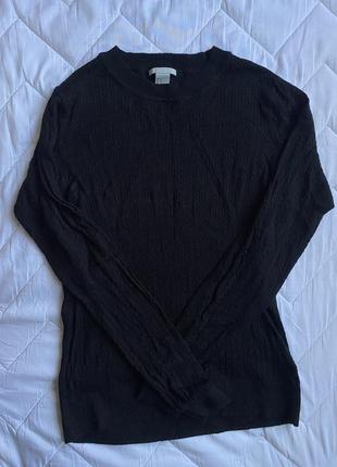 Кофта базовая свитер реглан лонгслив черный в сеточку2 фото
