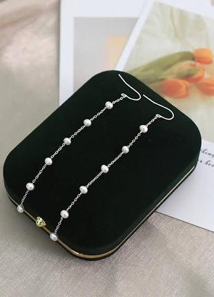 Витончені срібні сережки з натуральними перлами