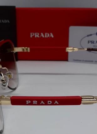 Окуляри в стилі prada чоловічі сонцезахисні каплі коричневі з градіентом в золотому метвлі4 фото