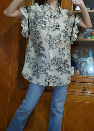 Летняя шёлковая блуза twin-set simona barbieri люксовый бренд, шёлк8 фото