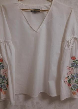Гарна нова ніжна вишиванка  блуза сорочка з широким об'ємним рукавом9 фото