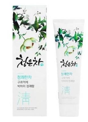 Зубная паста с мятой и чаем 2080 청은차 jasmine cheong-eun-cha fragrance tea toothpaste 120g