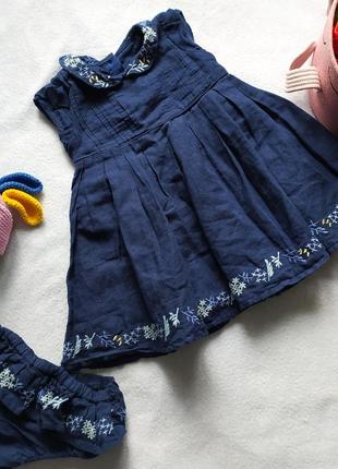 Комплект для девочки, сукейнка (сарафан, платье) + блумер для девочки 6-9мес