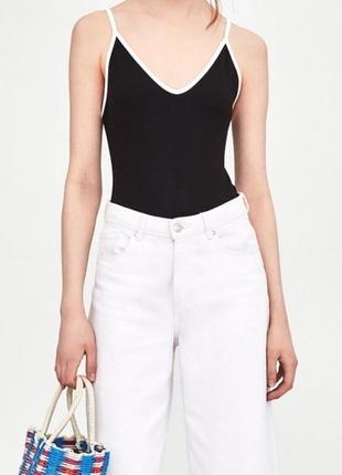 Боди трикотажный бодик черно- белый zara7 фото