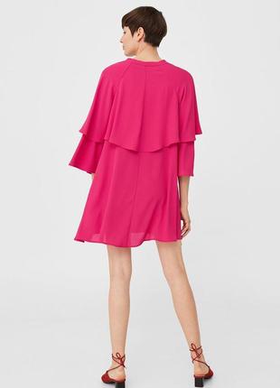 Платье, с рюшами, малиновое, манго, mango 8