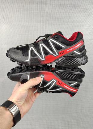 Мужские кроссовки salomon speedcross grid black/red5 фото