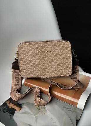 Сумка женская в стиле michael kors ginny crossbody bag beige4 фото