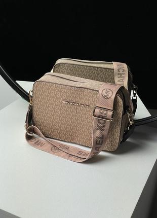 Сумка женская в стиле michael kors ginny crossbody bag beige6 фото