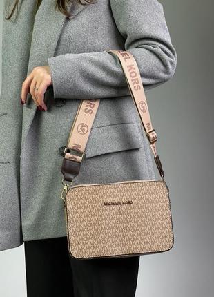 Сумка женская в стиле michael kors ginny crossbody bag beige7 фото