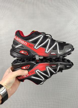 Мужские кроссовки salomon speedcross grid black/red3 фото