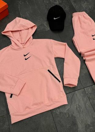 Жіночий спортивний костюм на весну худі + штани nike жіночий pink