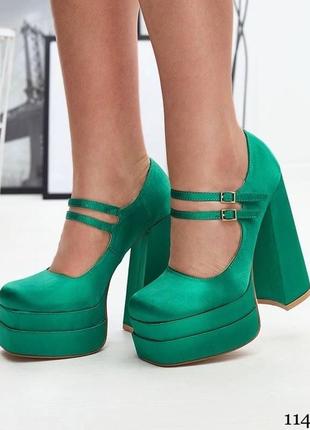 Трендові туфельки на високій платформі з каблуком зелені братц5 фото