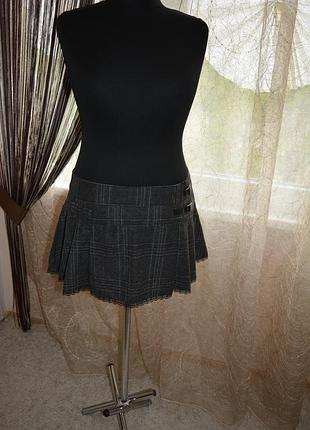 Тепла спідниця школярка, складка, вовна, мереживо, на стегна