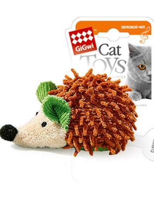 Іграшка для котів їжачок з електронним чипом gigwi melody chaser 7 см коричневий (75033)
