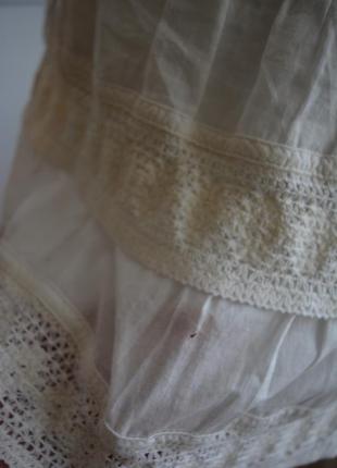 Натуральная летняя батистовая юбка на кокетке, прошва, кружево, волан, ламбада4 фото