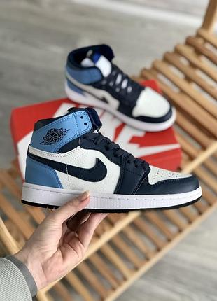 Женские кроссовки nike air jordan 1 mid blue white 37-38-39-40