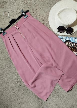 Гарні рожеві кюлоти на молнії з кільцем/укорочені штани/брюки