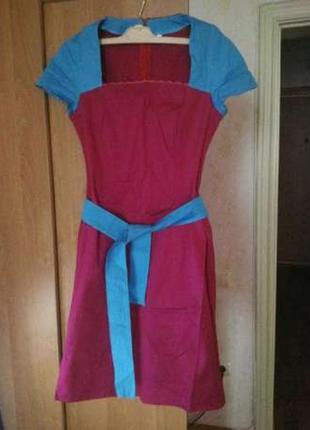 Комбинированное хлопковое летнее платье стрейтч в 2 цветах