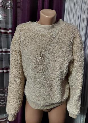 Нереально крутой и теплый свитшот тедди, из эко меха carin wester бежевого цвета 42-46