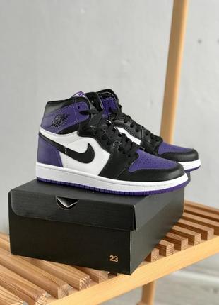 Мужские кроссовки nike air jordan 1 mid purple black 40-41-42-43-44-457 фото