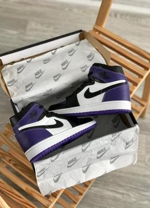 Мужские кроссовки nike air jordan 1 mid purple black 40-41-42-43-44-455 фото