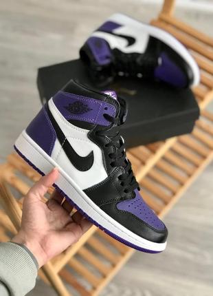 Мужские кроссовки nike air jordan 1 mid purple black 40-41-42-43-44-45