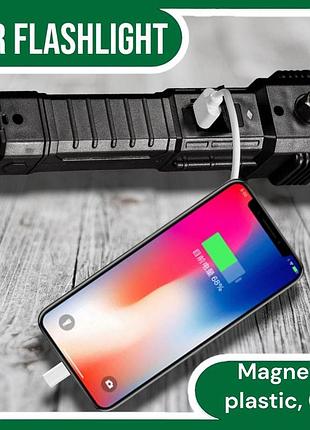 Многофункциональный туристический, автомобильный фонарик с зарядкой usb и магнитом